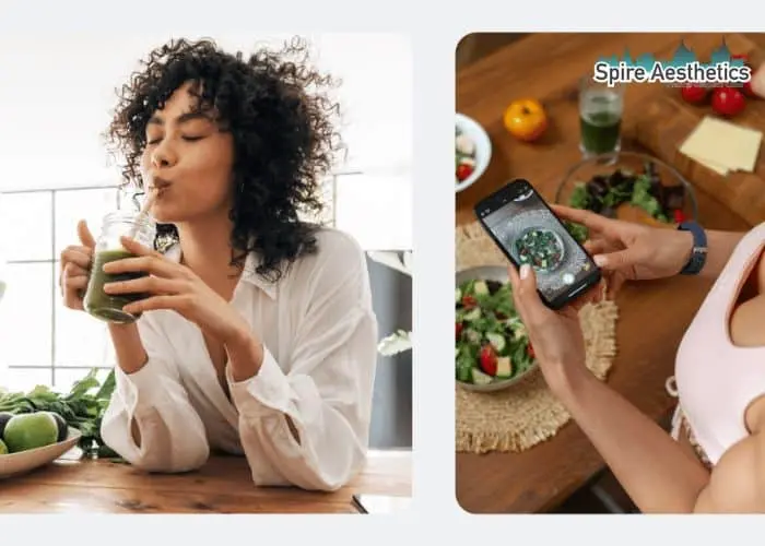 Image of woman looking into her diet and fat freezing England to improve her health